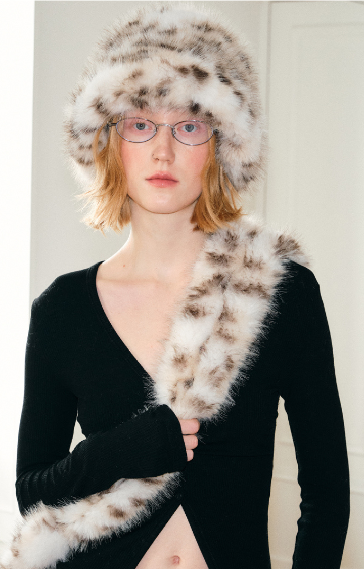LEOPARD MUSE FAUX FUR BUCKET HAT