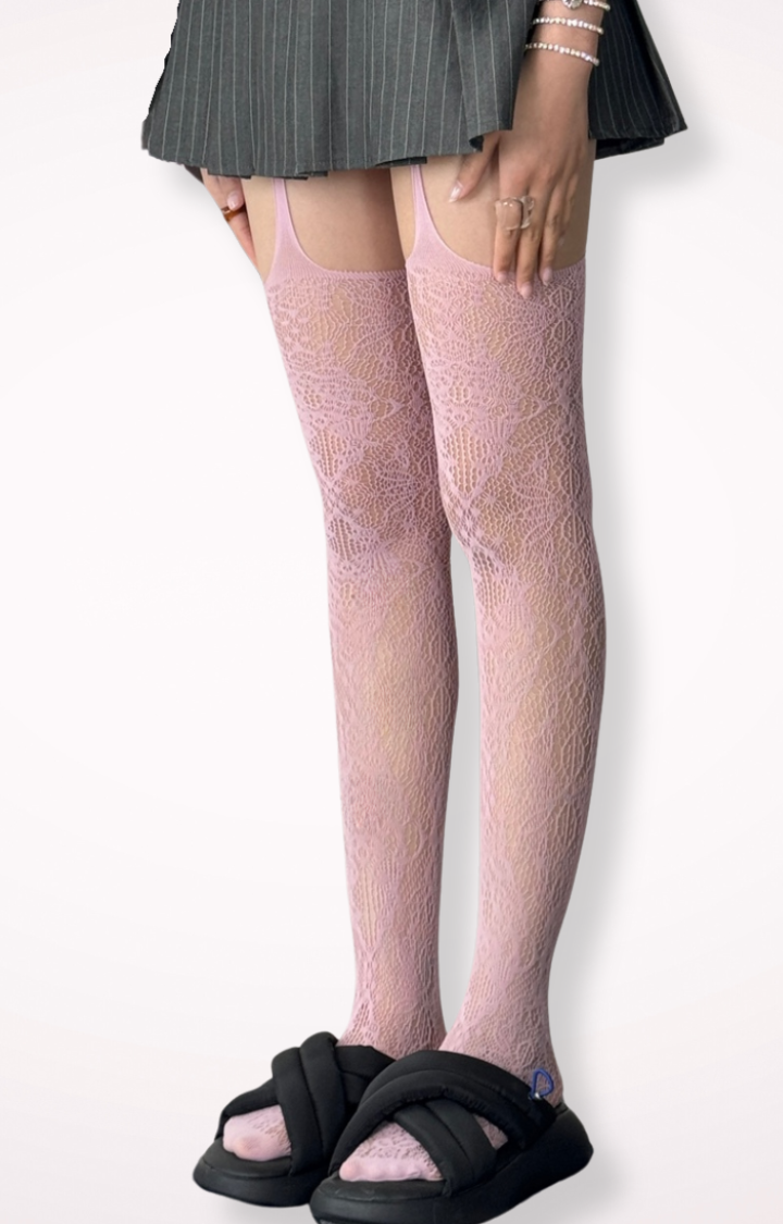 SPIKED LACE GARTER TIGHTS – BABY BRAT SERIES