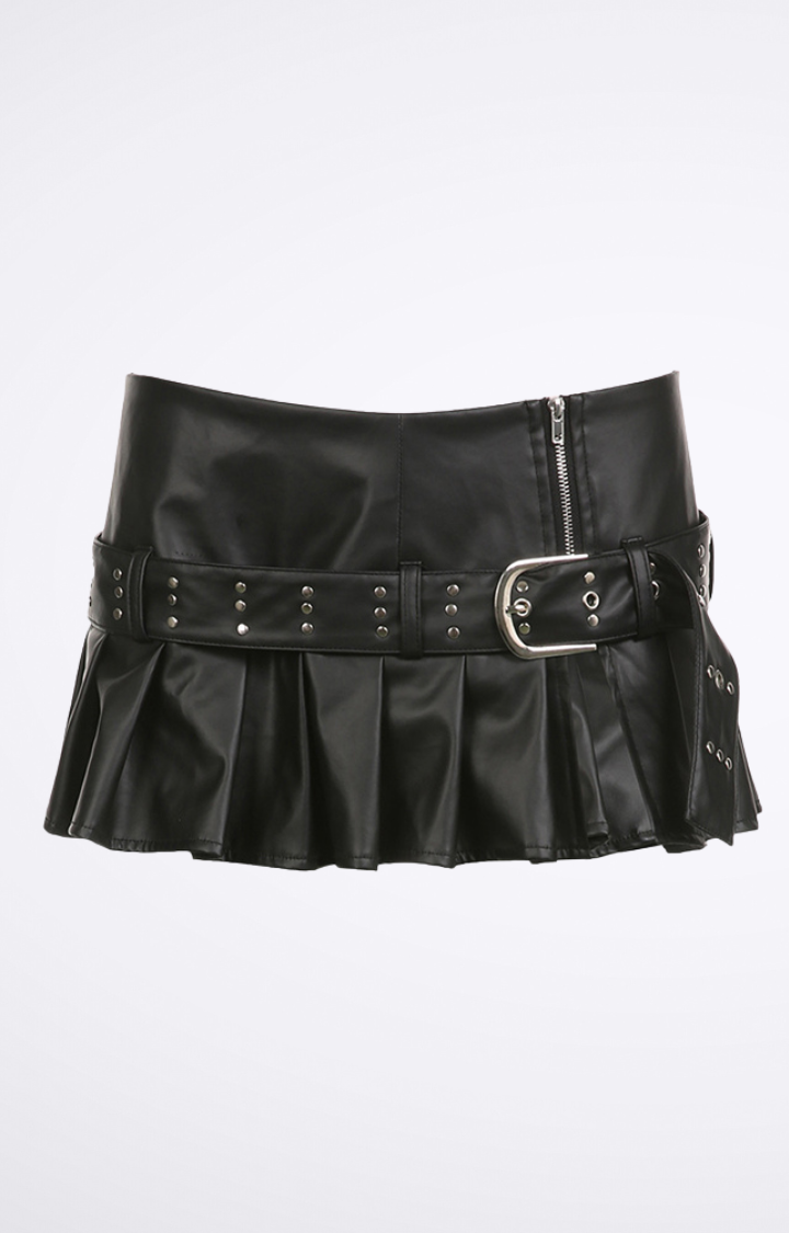 VENOM BUCKLE PLEATED MINI SKIRT