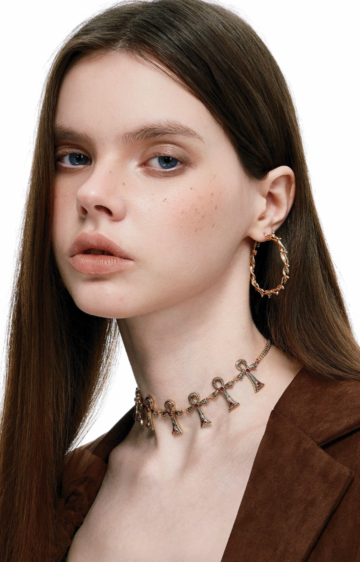THORNED HALO HOOPS IN SAINTED GOLD