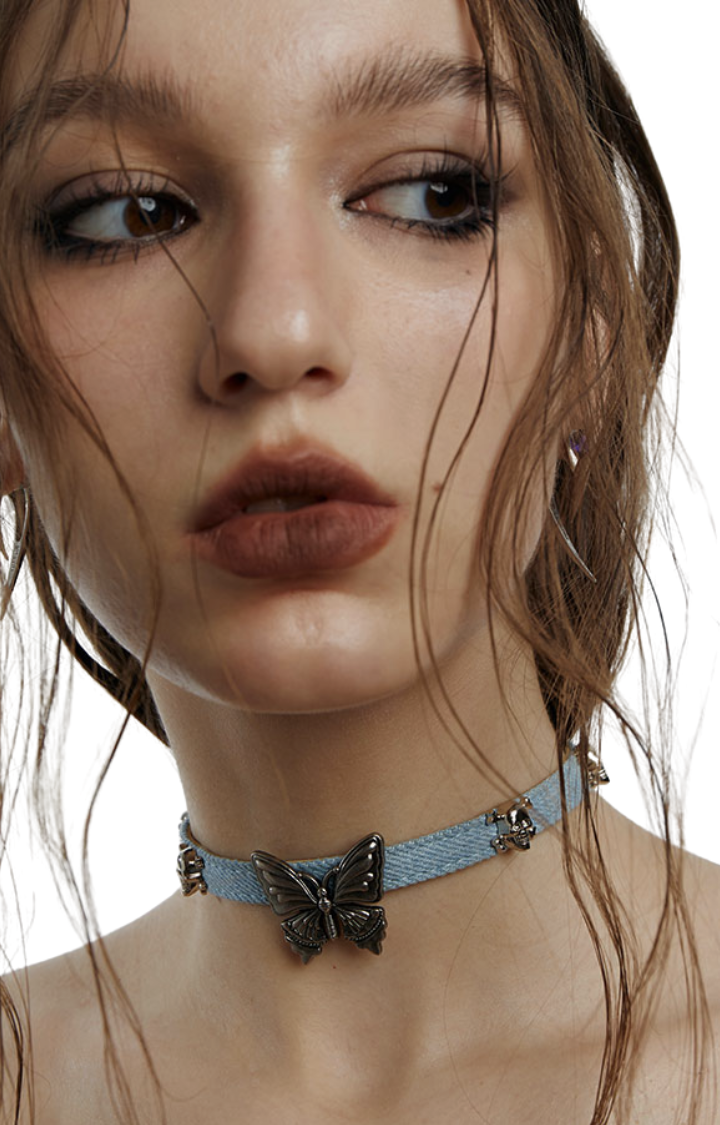 DOPAMINE BUTTERFLY DENIM CHOKER – LIGHT SERIES