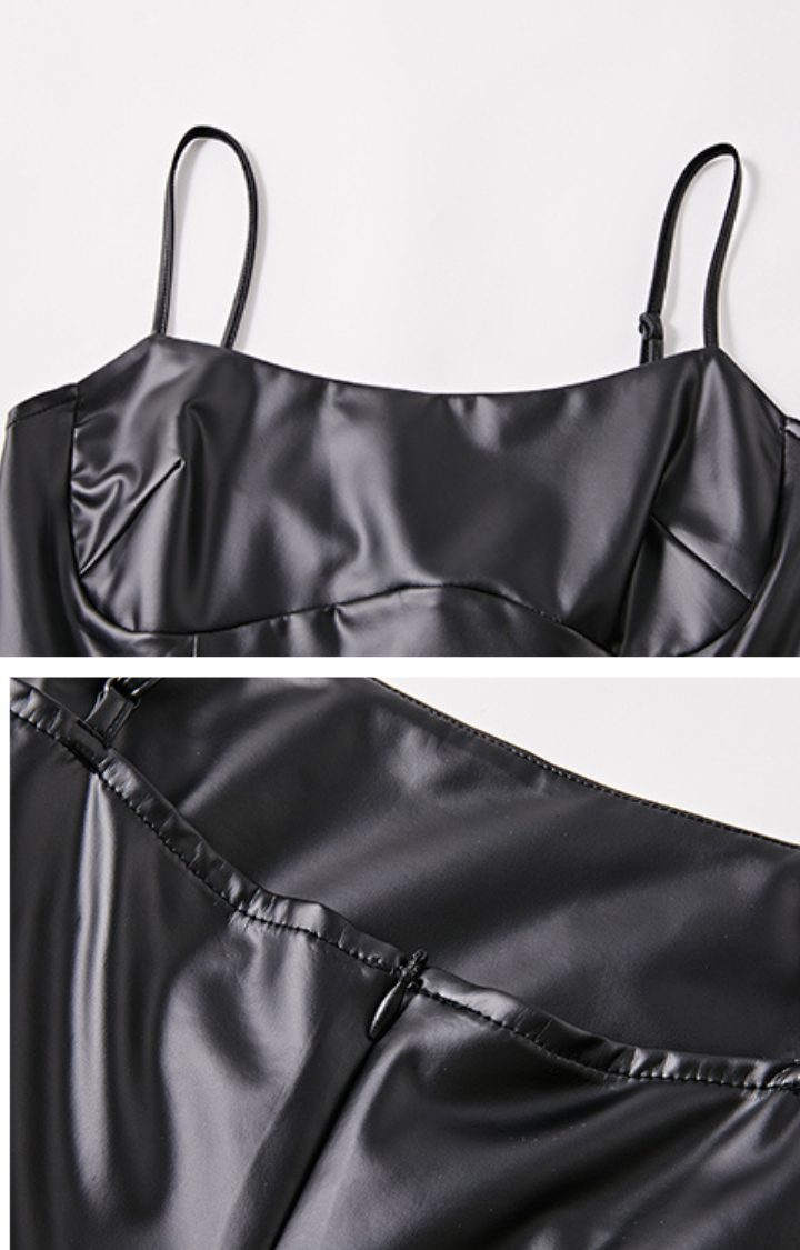 CITY NOIR FAUX LEATHER MAXI DRESS