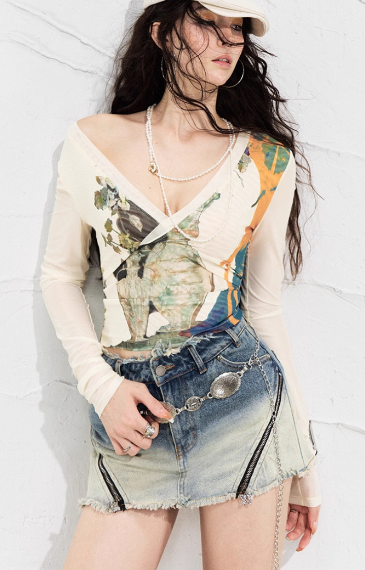 MOTH THEORY MESH TOP IN CLOUDMILK